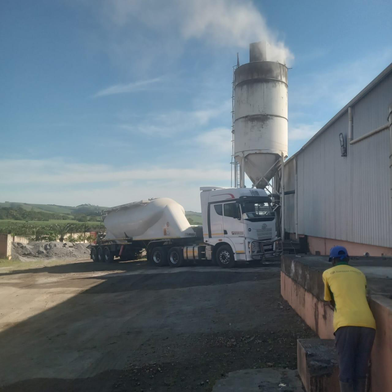 Mvuno bulk tanker discharging at a customer silo