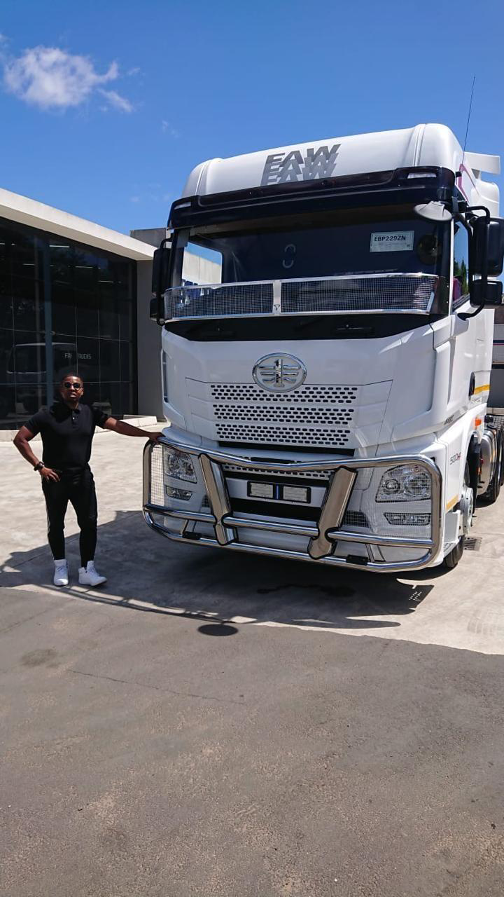 Founder Nkululeko Ndawonde with a Mvuno truck tractor